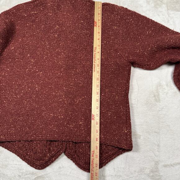 J McLaughlin Cable Knit Cardigan Sweater Chunky Size M Cashmere Silk Rust Red - Picture 6 of 6
